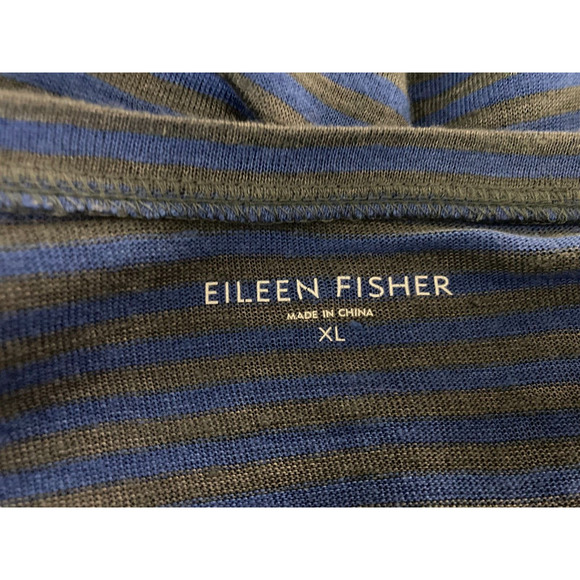Eileen Fisher Blue Gray Stripe 100% Linen Top Size XL Oversized - Picture 3 of 3